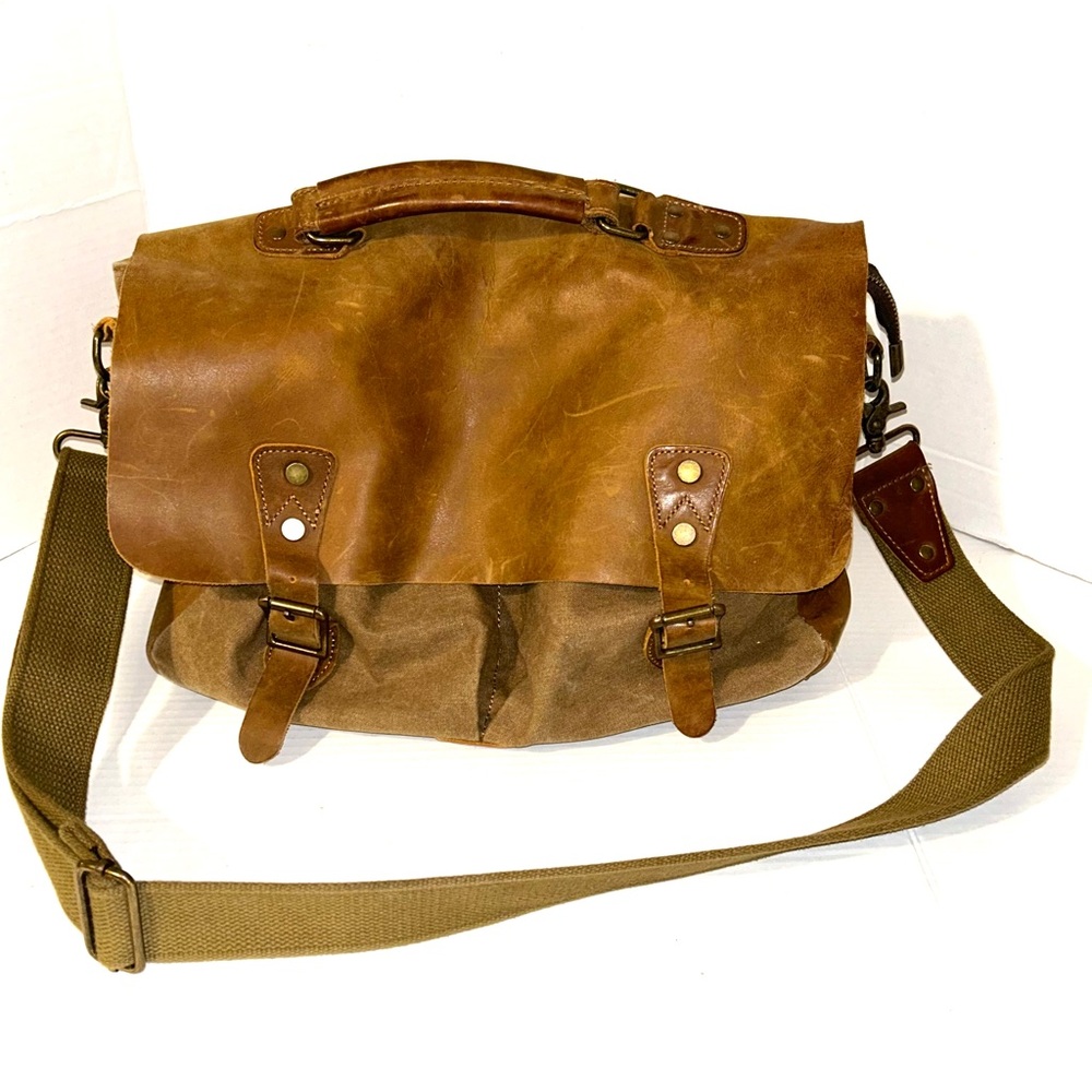 Vintage Tan Leather Messenger Bag